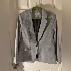 LOFT dark gray and white striped blazer